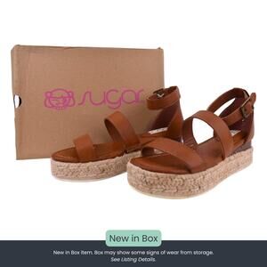 Sugar Tahini Platform Sandals – Cognac Brown – Women’s Size 6.5